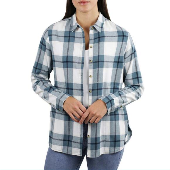 New Jachs Girlfriend Women's' Super Soft Flannel Side Pockets Button Front Shirt - Picture 1 of 7